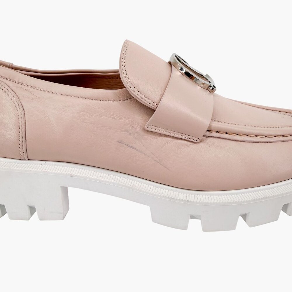 Christian Louboutin CL Moc Lug Leather Loafers Nude Beige Size 37 US 7 Women's - Picture 9 of 15